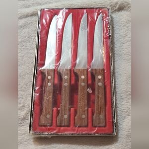 Vintage Mid Century Dansk 4 Piece Teak Stainless Knife Set Cutlery Set In Box